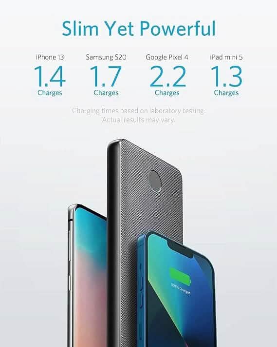 Anker USB-C Portable Charger, 18W PowerCore Slim 10000 PD, 10000mAh Power Delivery Power Bank (Refurbished)