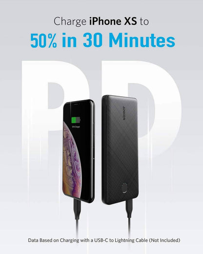 Anker USB-C Portable Charger, 18W PowerCore Slim 10000 PD, 10000mAh Power Delivery Power Bank (Refurbished)