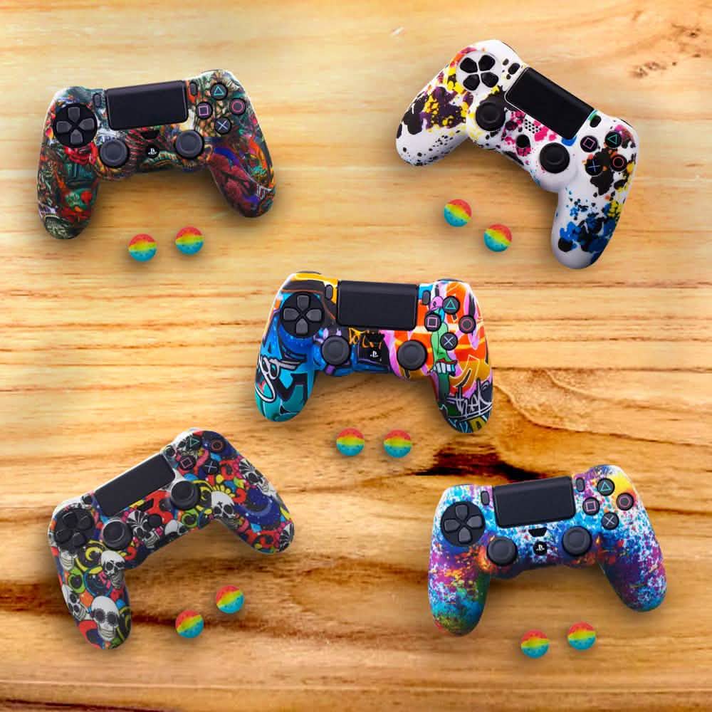 Anti-slip PS4 Silicone Cover & Thumb Grip Set