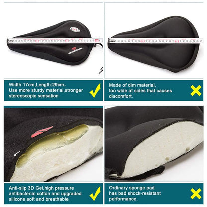Anti-Slip Silicone Gel Pad Cushion Seat - Saddle Cover for Bike Bicycle Cycling