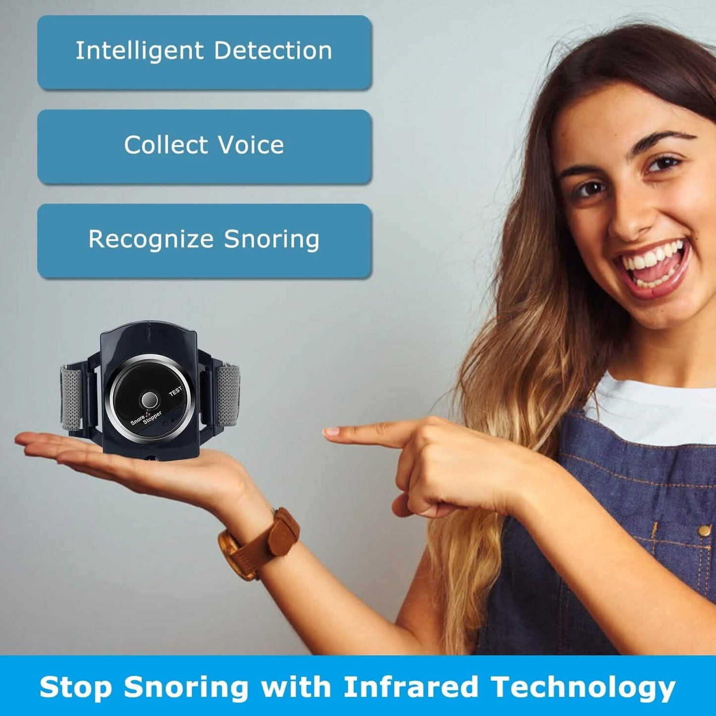 Anti-Snore Infrared Wristband with Conductive Film