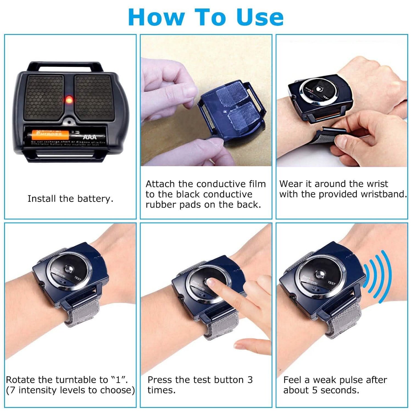 Anti-Snore Infrared Wristband with Conductive Film