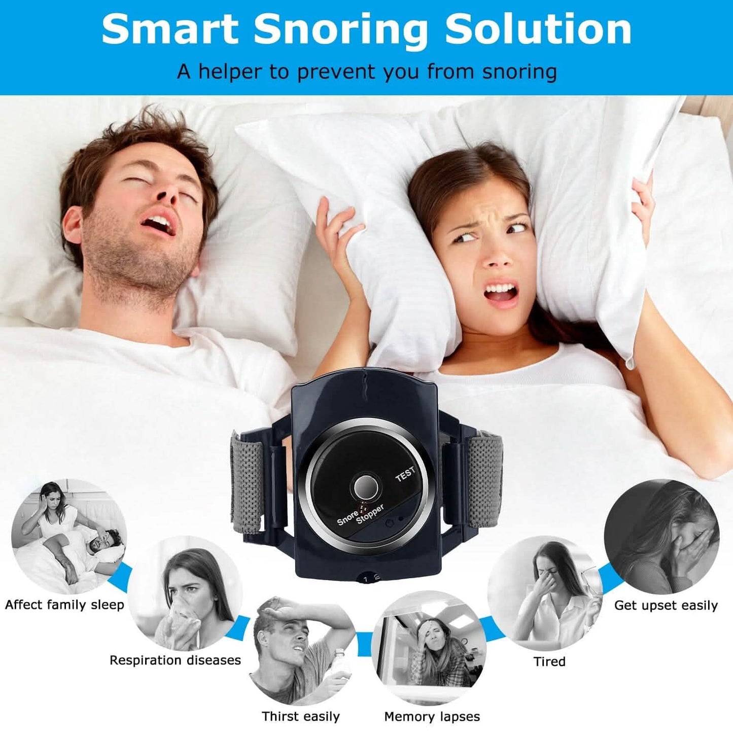Anti-Snore Infrared Wristband with Conductive Film