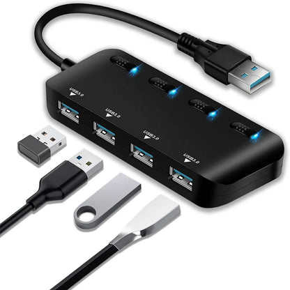 APANAGE 4-Port Powered USB 3.0 Hub Splitter