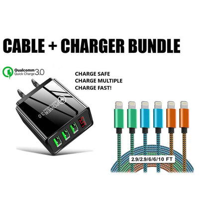 MFi Certified iPhone Apple Lightning Cable and Wall Charger