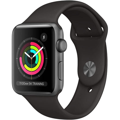 Apple Watch Series 3 GPS 42mm Space Gray Aluminum Case with Black Sport Band (Refurbished)