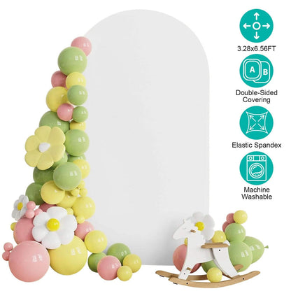 Arch Backdrop Stand Cover White Spandex Fitted Double-Sided Background Covering