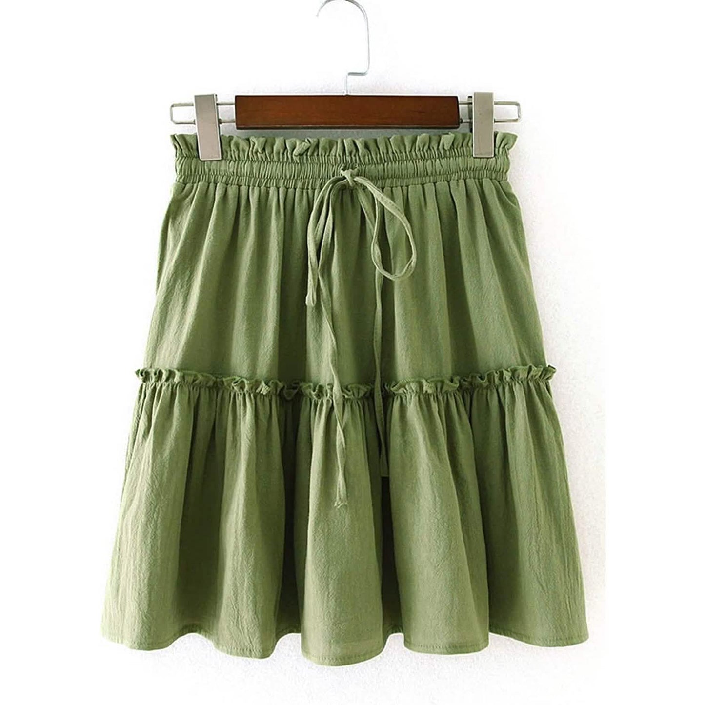 Arjungo Women's Ruffled Boho A Line Skater Mini Skirt