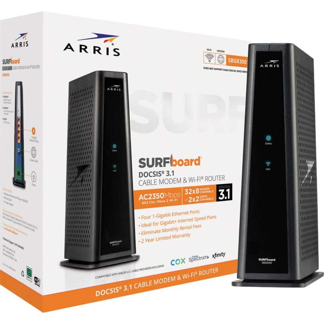 ARRIS - SURFboard DOCSIS 3.1 Cable Modem & Dual-Band Wi-Fi Router for Xfinity and Cox service tiers  (Refurbished)