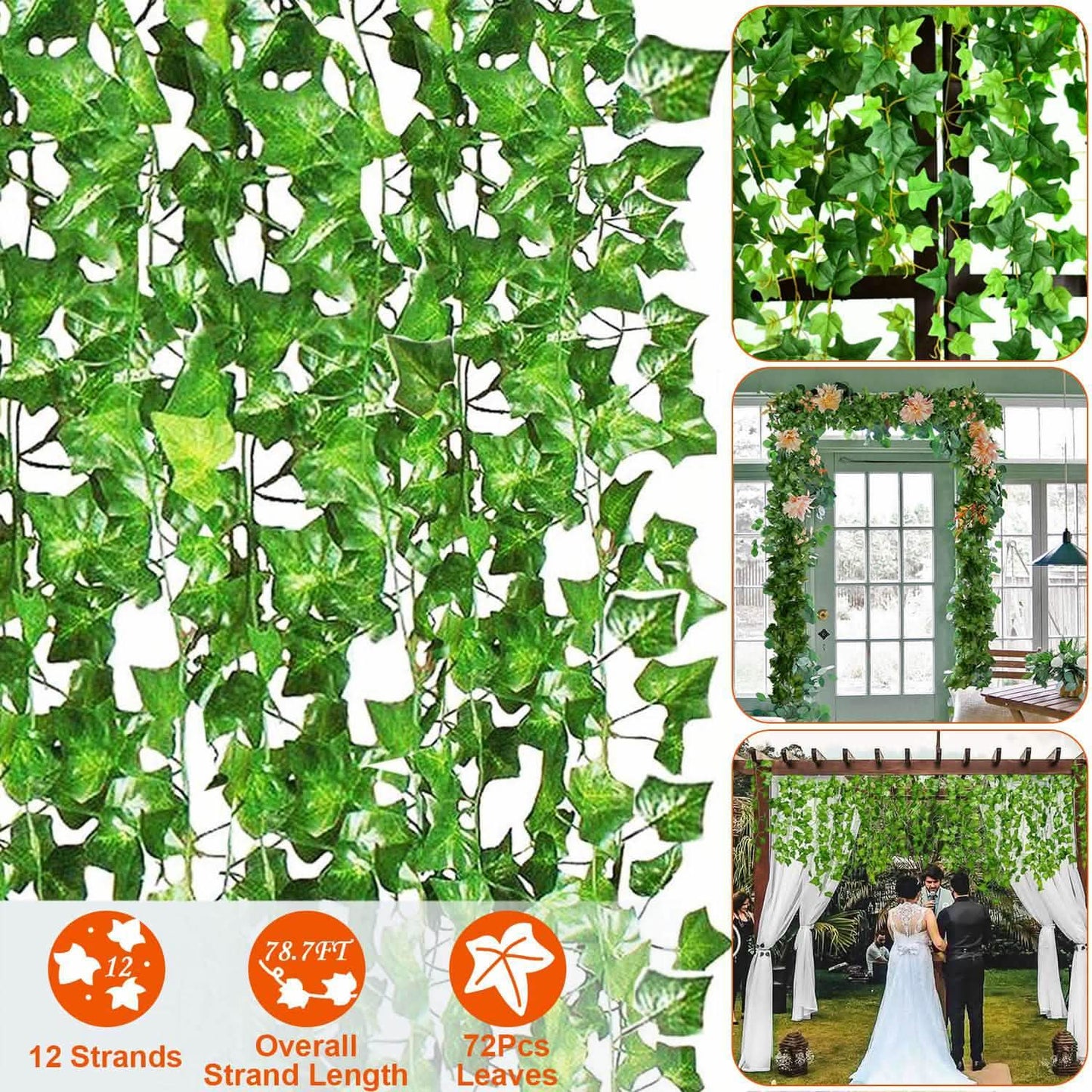 Artificial Ivy Leaves 78.7 Ft.