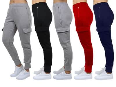 2-Pack: Women's Fleece-Lined Loose-Fit Cargo Joggers