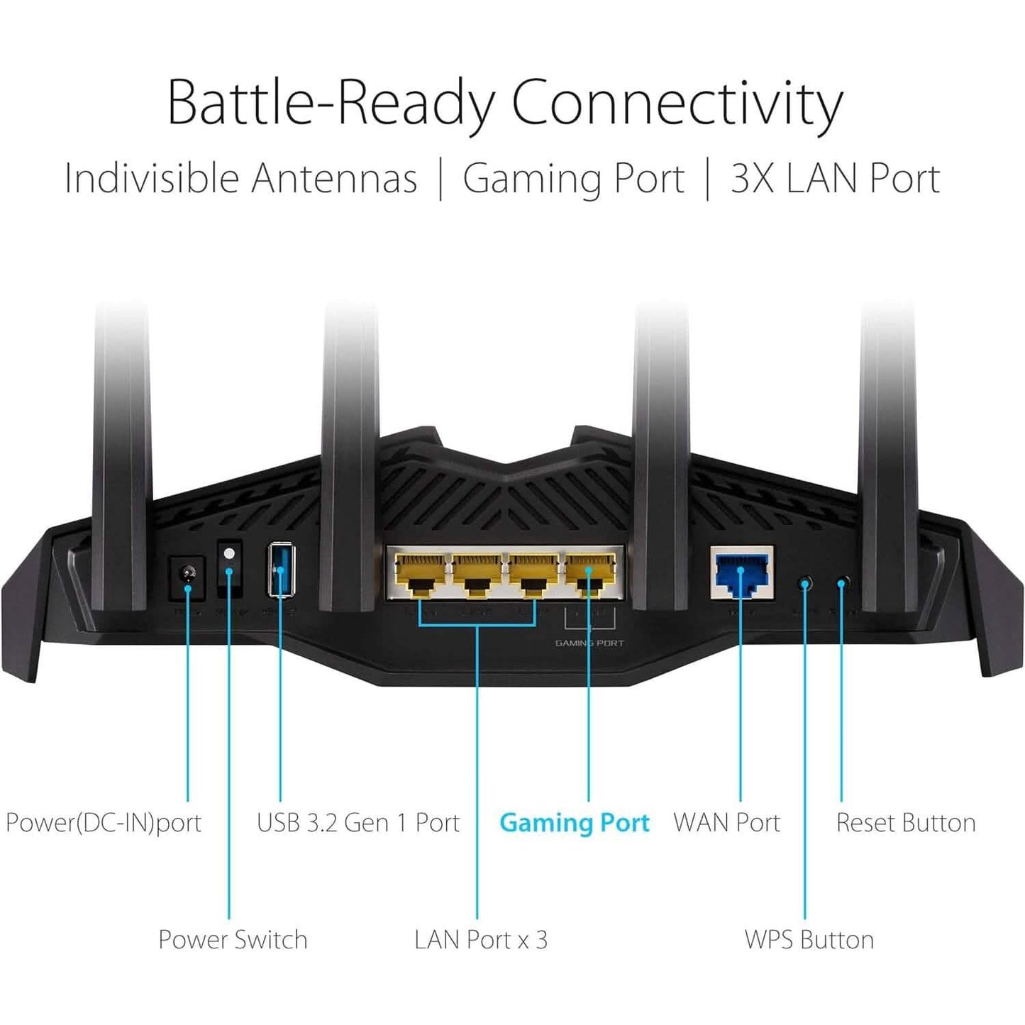 ASUS RT-AX82U AX5400 Dual-Band WiFi 6 Gaming Router, Game Acceleration, Mesh Support, Dedicated Port, Mobile Boost, MU-MIMO, Aura RGB (Refurbished)