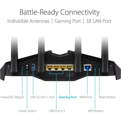 ASUS RT-AX82U AX5400 Dual-Band WiFi 6 Gaming Router, Game Acceleration, Mesh Support, Dedicated Port, Mobile Boost, MU-MIMO, Aura RGB (Refurbished)