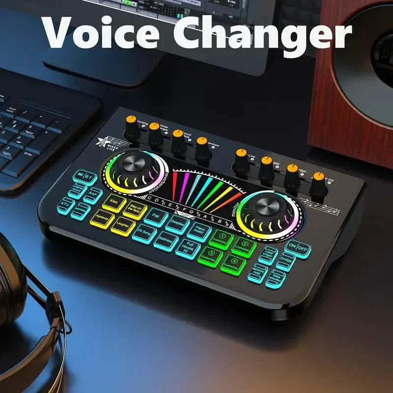 Audio Mixer, Live Sound Card And Audio Interface With DJ Mixer Effects And Voice Changer