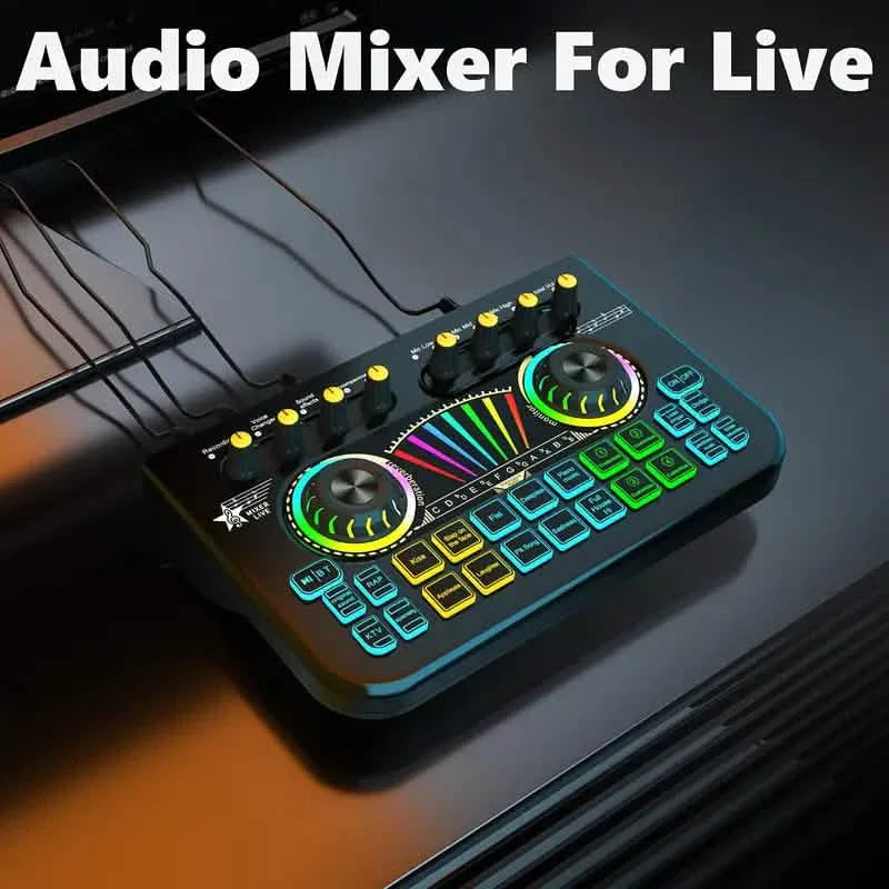 Audio Mixer, Live Sound Card And Audio Interface With DJ Mixer Effects And Voice Changer