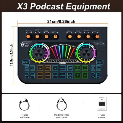 Audio Mixer, Live Sound Card And Audio Interface With DJ Mixer Effects And Voice Changer