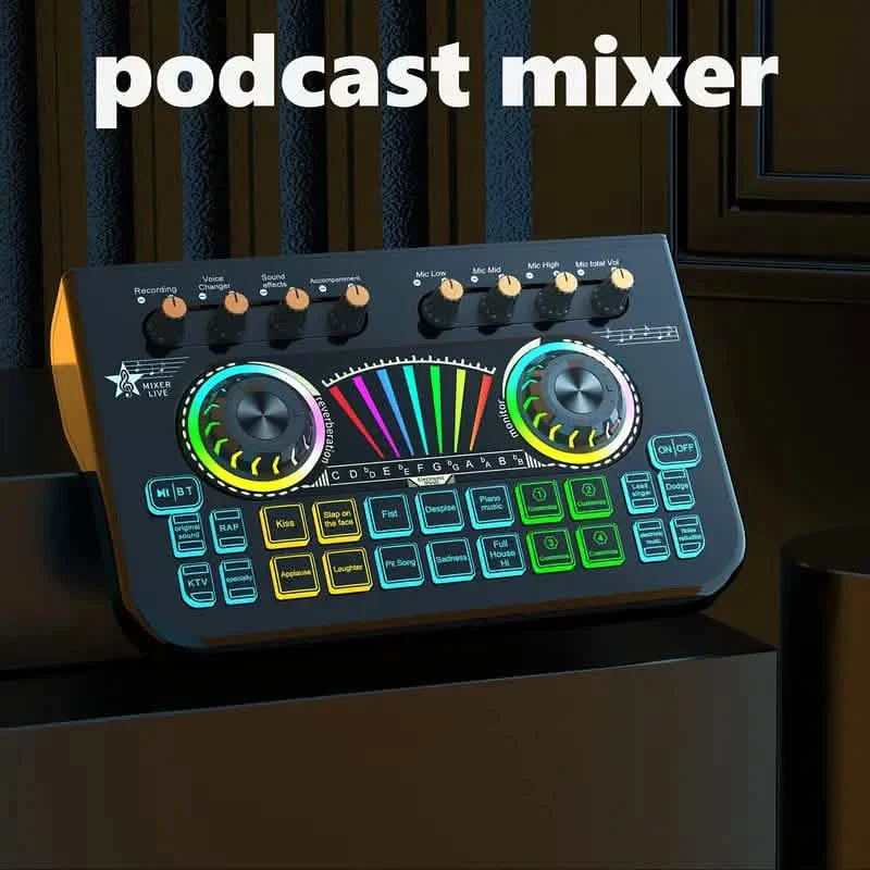 Audio Mixer, Live Sound Card And Audio Interface With DJ Mixer Effects And Voice Changer
