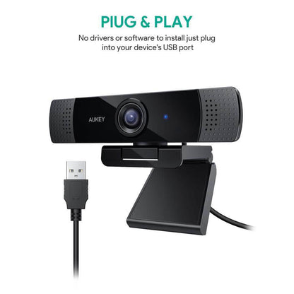 AUKEY 1080P Webcam with Dual Noise Reduction Stereo Microphones