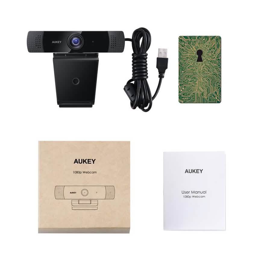 AUKEY 1080P Webcam with Dual Noise Reduction Stereo Microphones