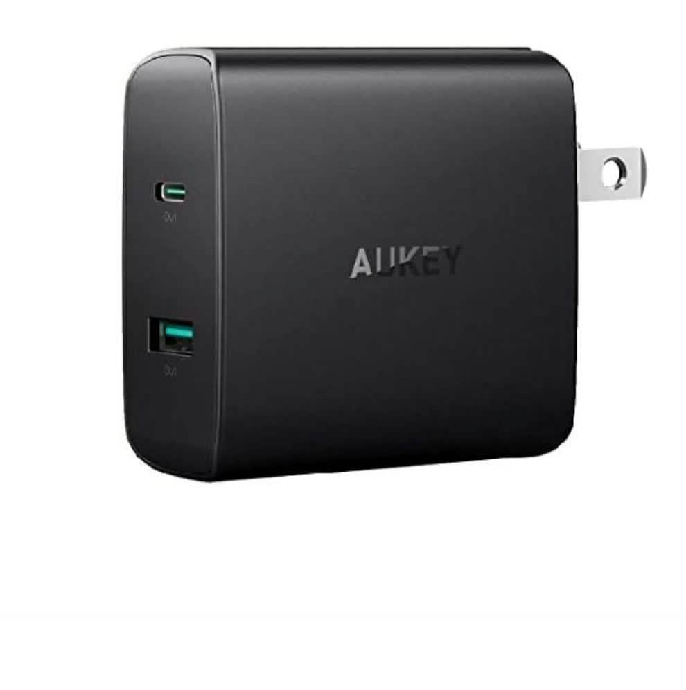 Aukey USB Wall Charger, Dual Port, USB-C 46W Power Delivery (Refurbished)