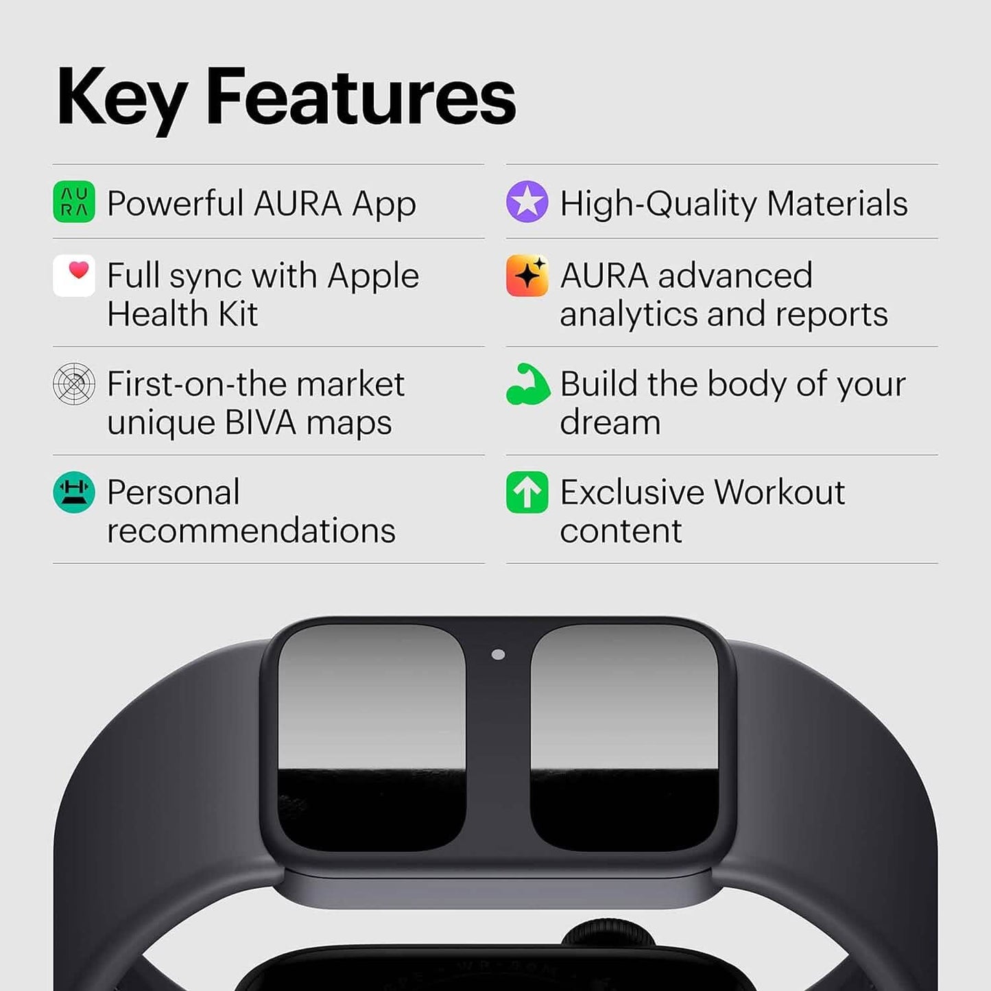 AURA Strap 2 Compatible w Apple Watch (45/49 mm (44/42mm), Coal Black)  (Refurbished)