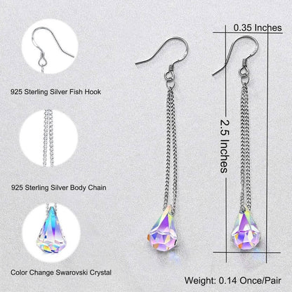 Aurora Borealis Crystal Drop Earrings Made with Swarovski Elements