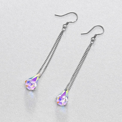 Aurora Borealis Crystal Drop Earrings Made with Swarovski Elements
