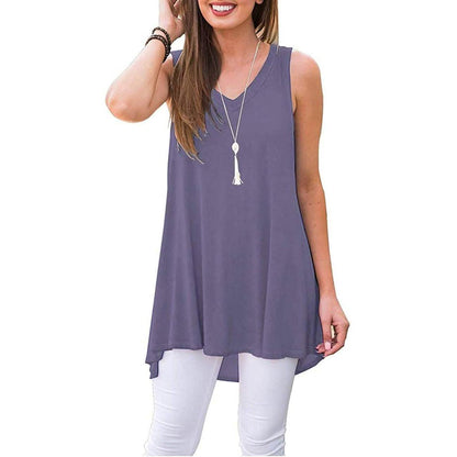 Women's Summer Casual Sleeveless V-Neck T-Shirt Tunic Blouse Tank Tops