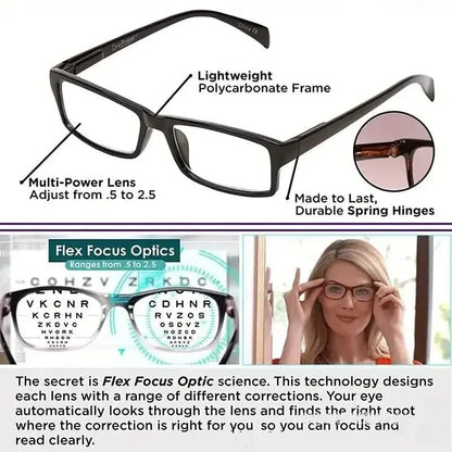 Auto Adjusting Multifocal Reading Glasses for Women and Men Bifocal Readers