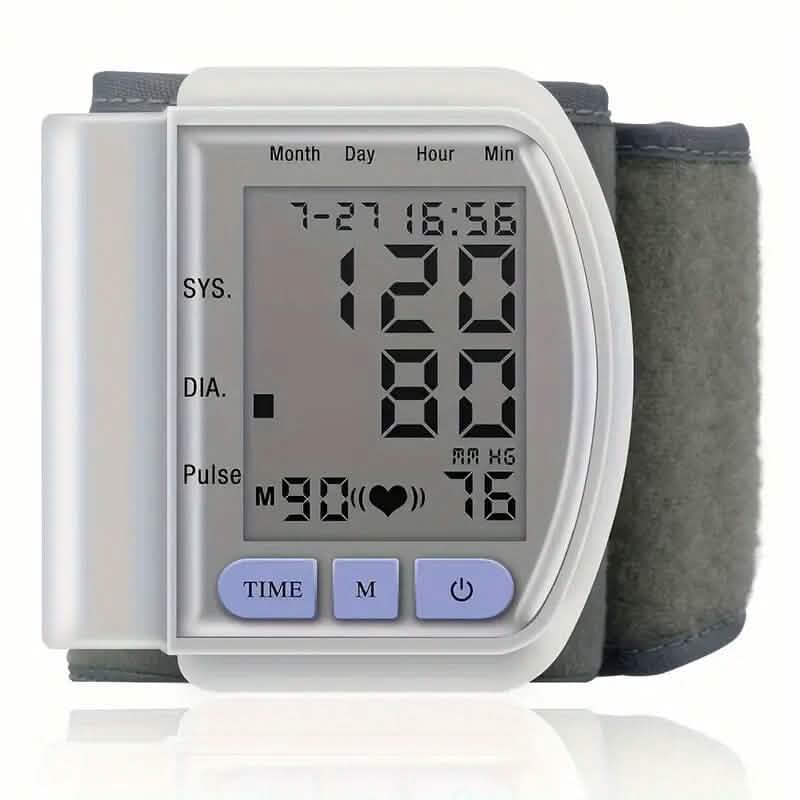 Automatic Digital Wrist Blood Pressure Monitor with Large LCD Display and Adjustable Cuff