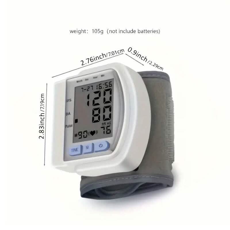 Automatic Digital Wrist Blood Pressure Monitor with Large LCD Display and Adjustable Cuff