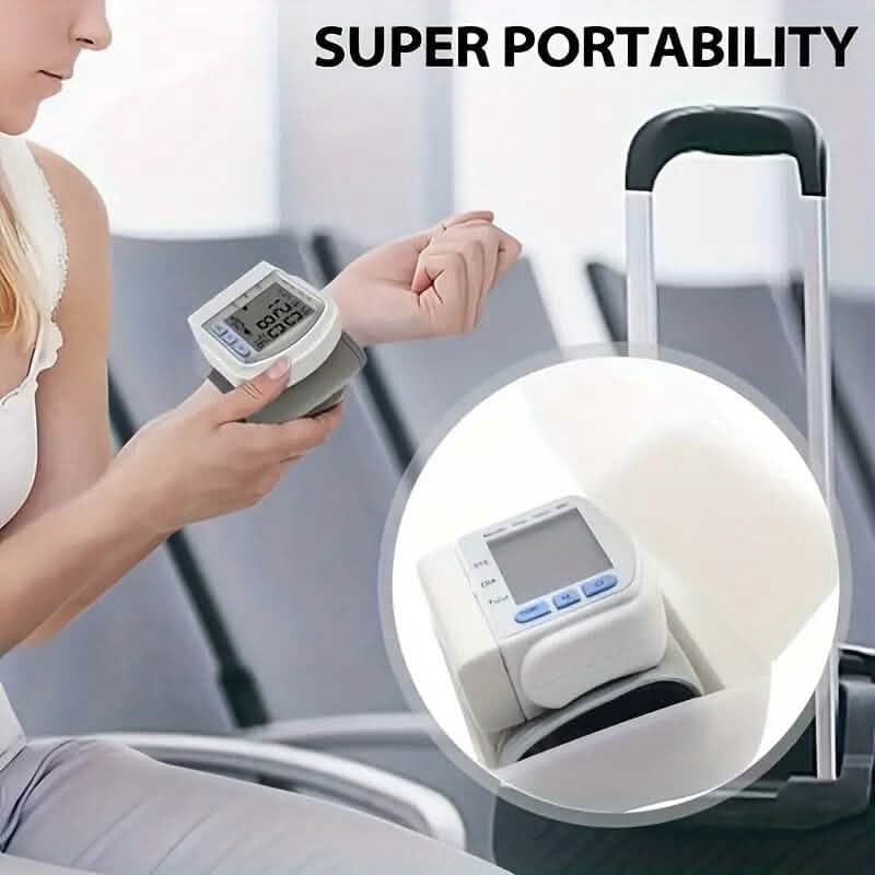 Automatic Digital Wrist Blood Pressure Monitor with Large LCD Display and Adjustable Cuff