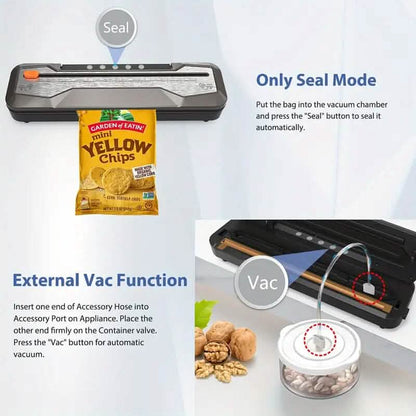 Automatic One-Touch Food Vacuum Sealer 5 Modes with 15 Sealer Bags and Built-in Cutter