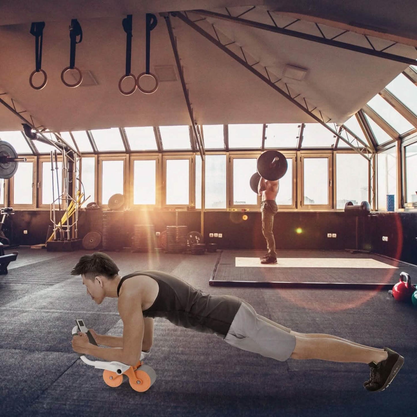 Automatic Rebound Abdominal Wheel Roller for Core Strength with Timer Kneel Pad