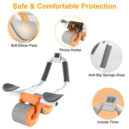 Automatic Rebound Abdominal Wheel Roller for Core Strength with Timer Kneel Pad