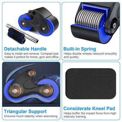 Automatic Rebound Anti-Slip AB Roller Wheel with Knee Pad Holder