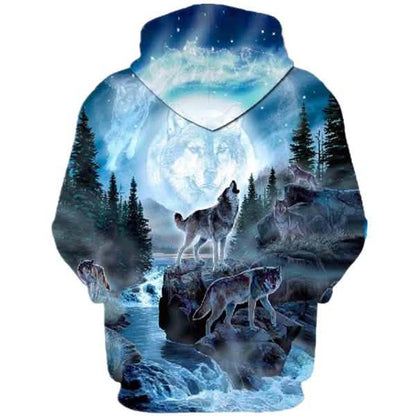 Autumn and Winter 3D Printed Wolf Sweatshirt Hoodie