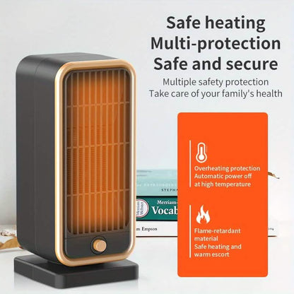 500W Portable Ceramic Space Heater with Safety Tip-Over Protection – Square Design