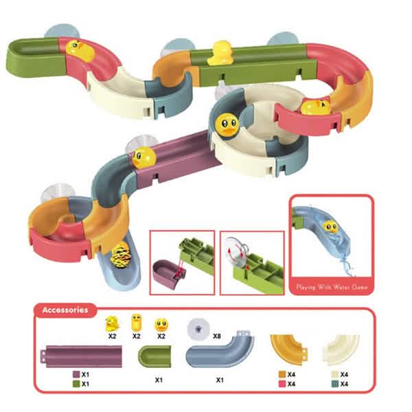 Baby Bath Toys DIY Marble Race Run Assembling Track