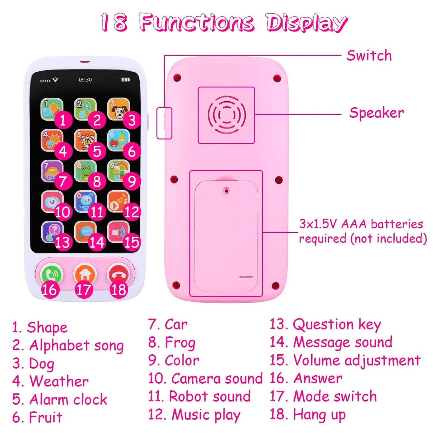 Baby Infant Interactive Educational Phone with Music Light
