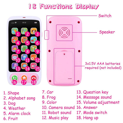 Baby Infant Interactive Educational Phone with Music Light