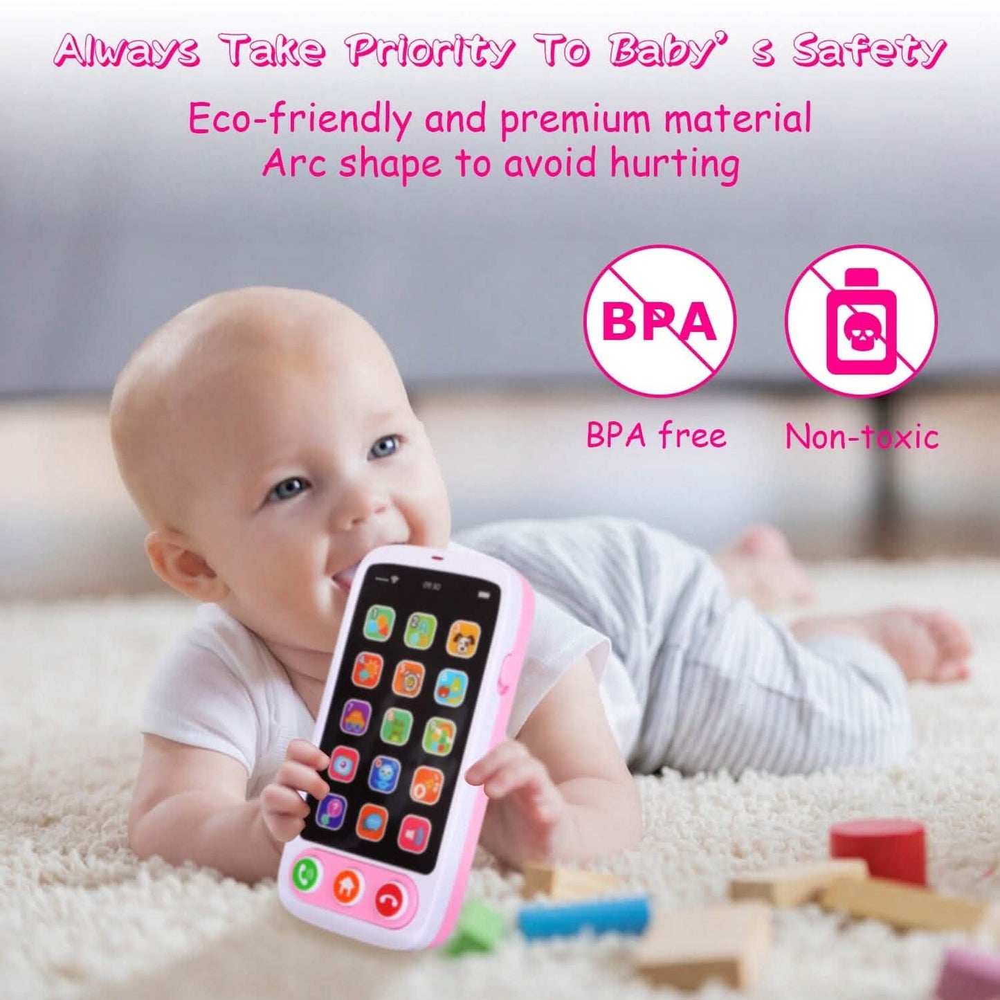 Baby Infant Interactive Educational Phone with Music Light
