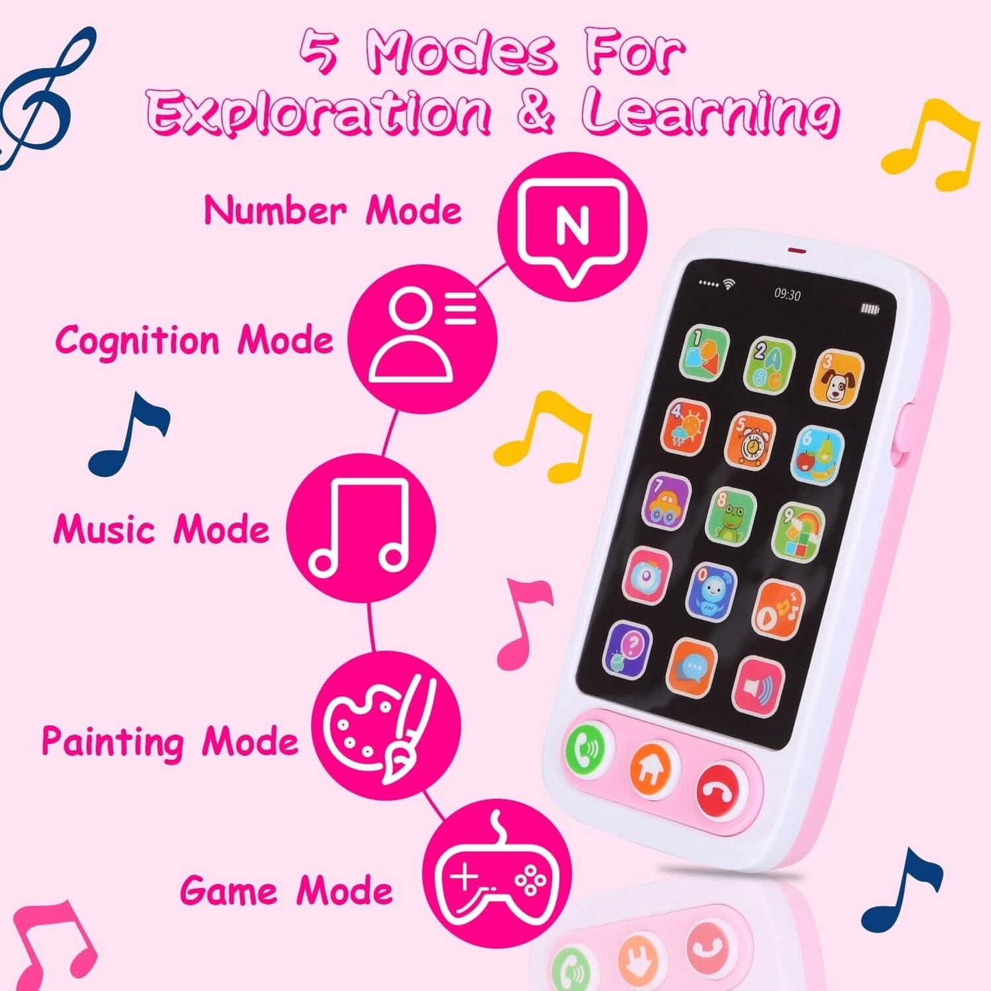 Baby Infant Interactive Educational Phone with Music Light