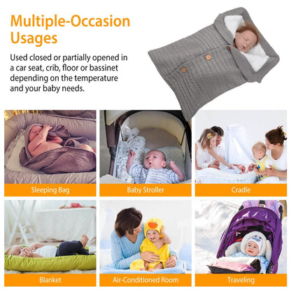 Baby Knit Swaddle Blanket Wrap with Buttons