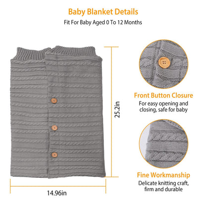 Baby Knit Swaddle Blanket Wrap with Buttons