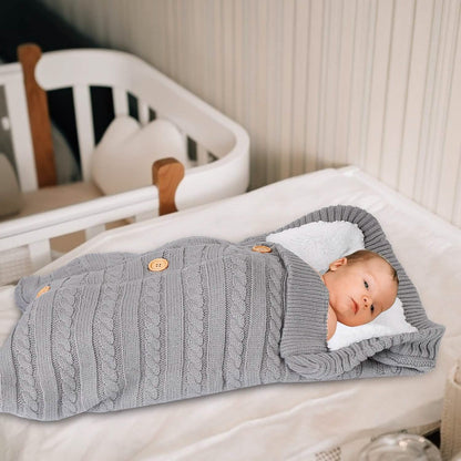 Baby Knit Swaddle Blanket Wrap with Buttons