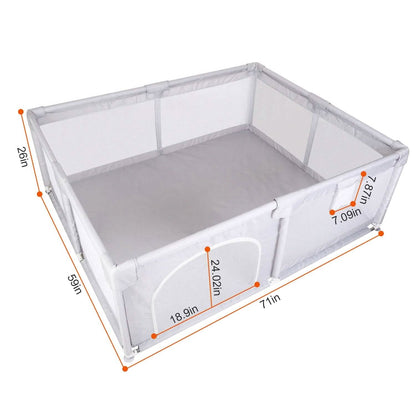 Baby Playpen with Anti-Suction Base Zipper Door