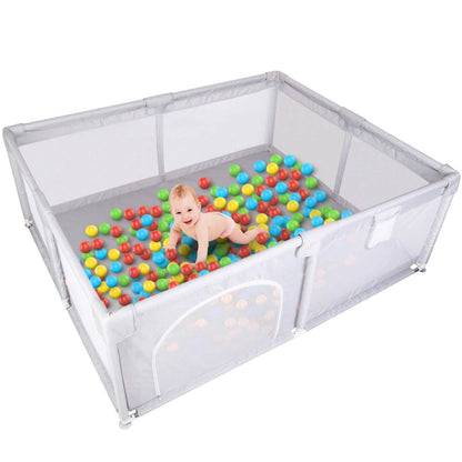 Baby Playpen with Anti-Suction Base Zipper Door