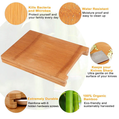 Bamboo Cutting Board with Sliding Draw Tray