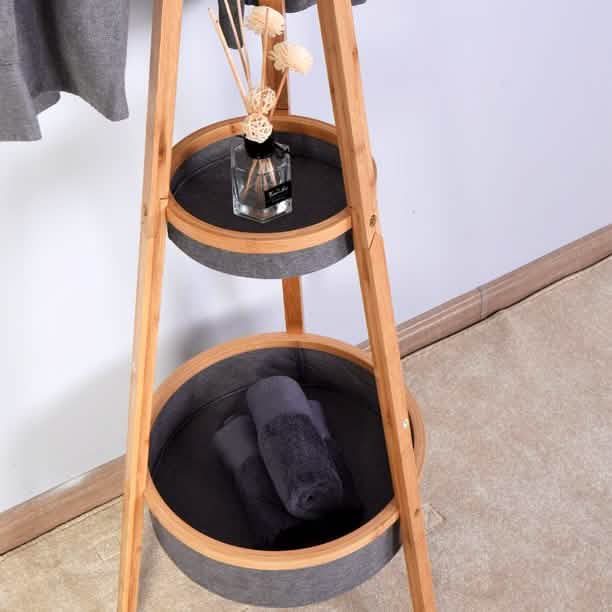 Bamboo Hanger with Storage Rack Living Room Bedroom